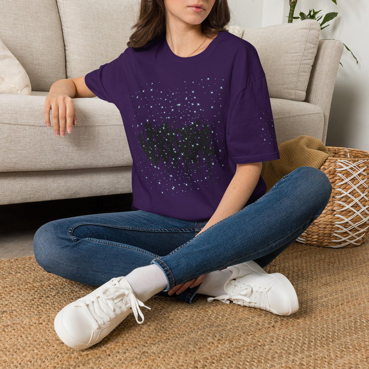 Abstract Urban Graffiti T-Shirt — Edgy Black Splatter Streetwear Tee