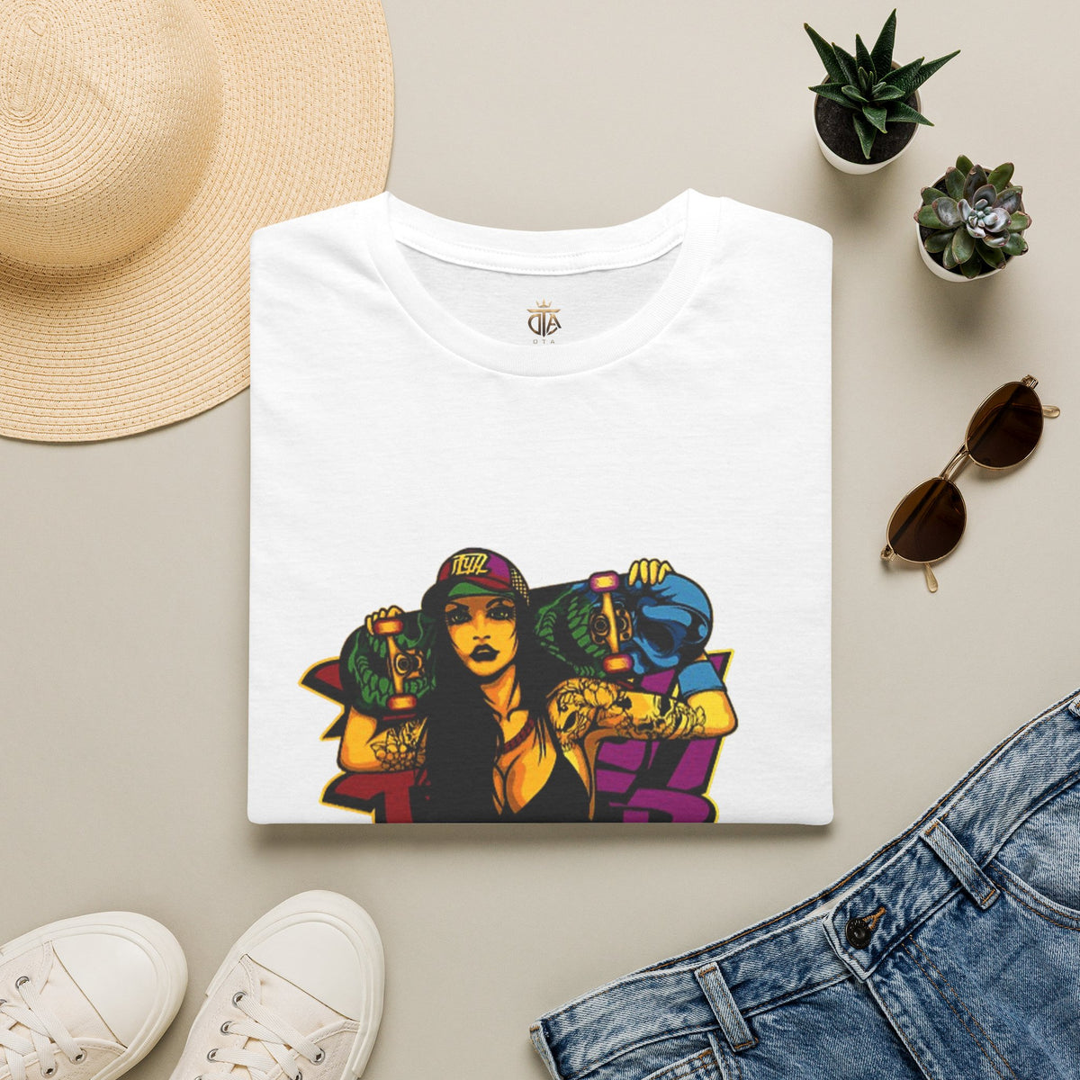 Graphic Tee — Retro Urban Girl Skateboard Street Art Design