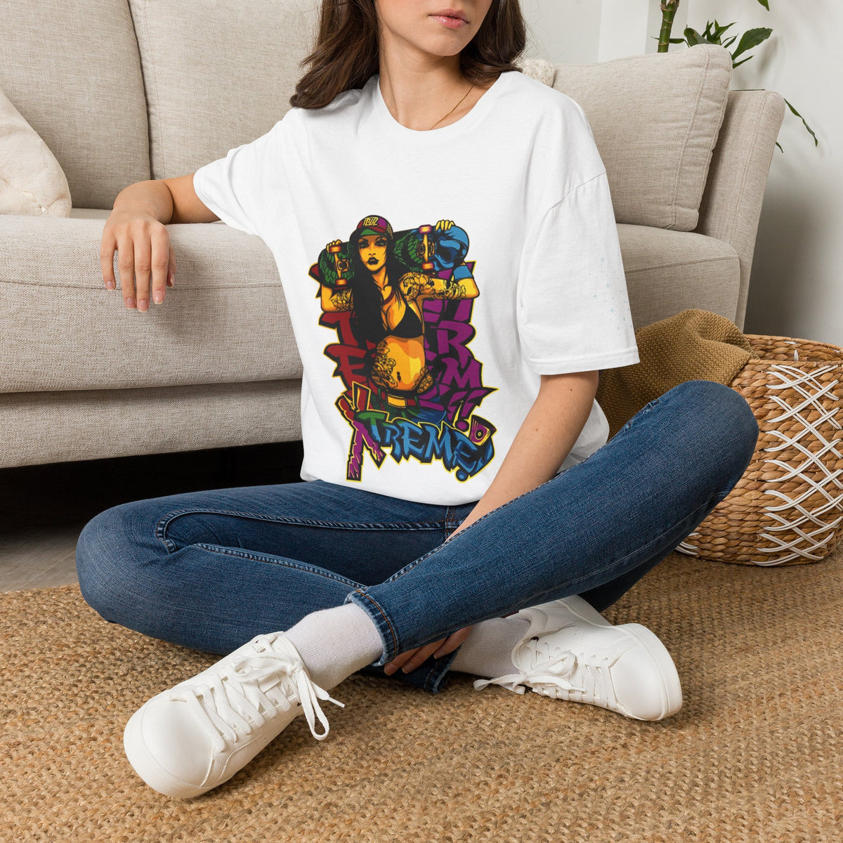 Graphic Tee — Retro Urban Girl Skateboard Street Art Design