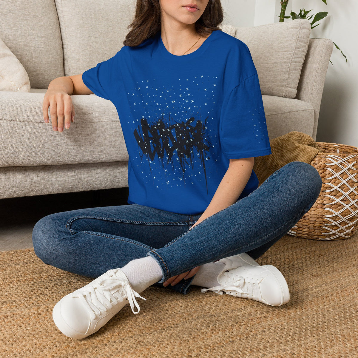 Abstract Urban Graffiti T-Shirt — Edgy Black Splatter Streetwear Tee