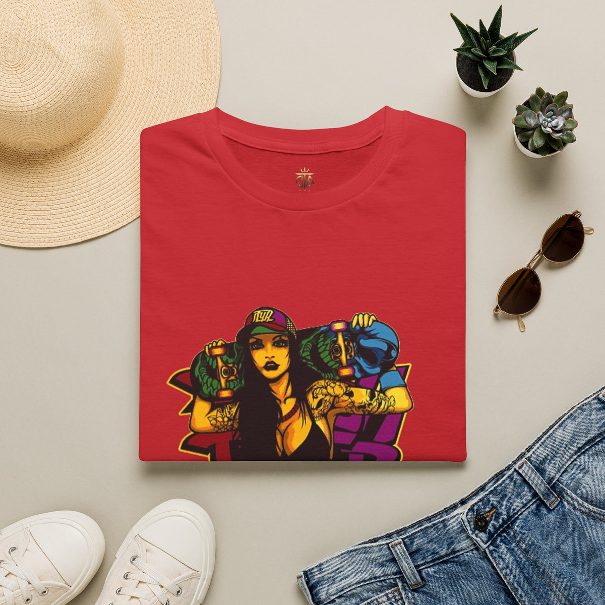 Graphic Tee — Retro Urban Girl Skateboard Street Art Design