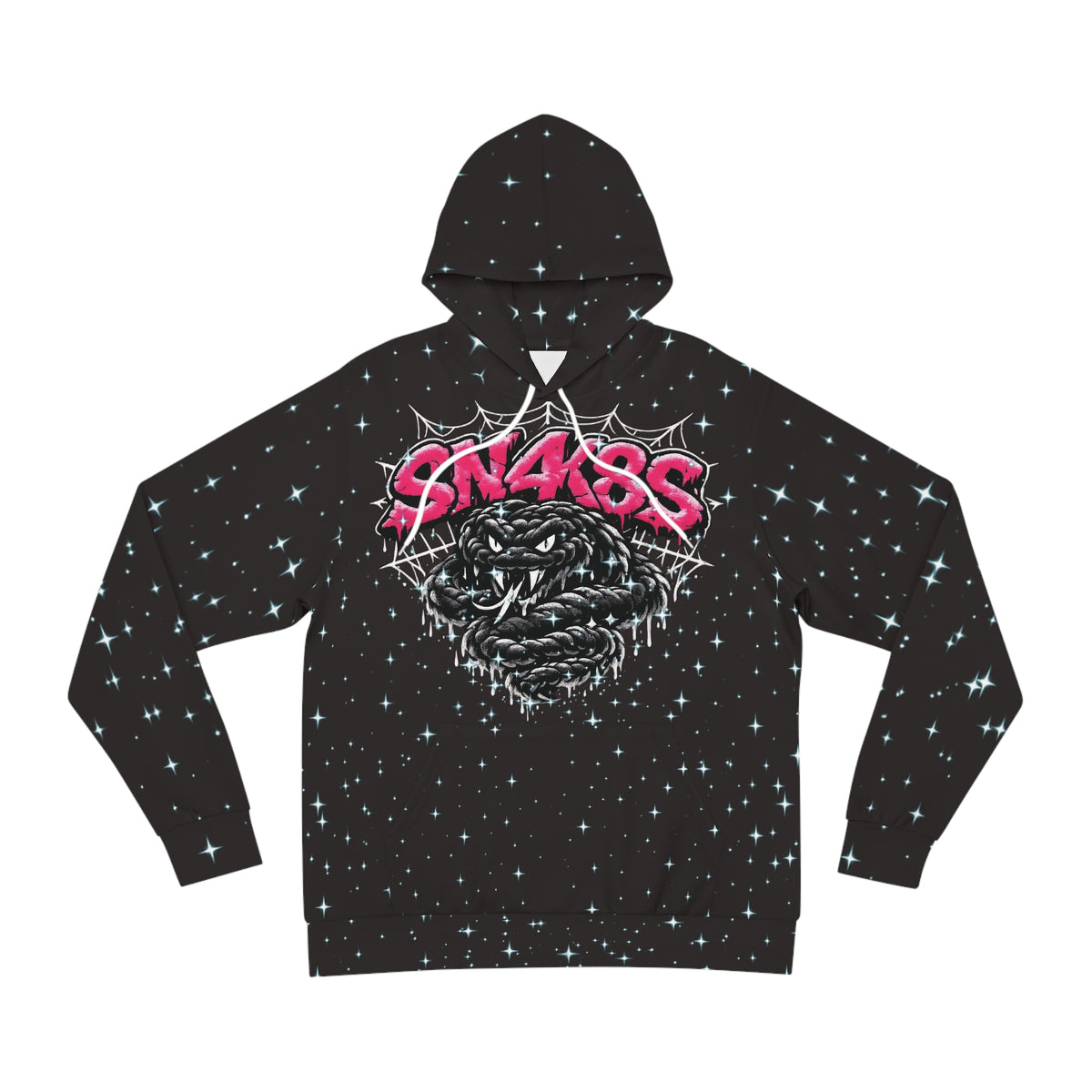 SN4k8S Graphic Hoodie — 'SN4K8S' Retro Streetwear All-Over Print