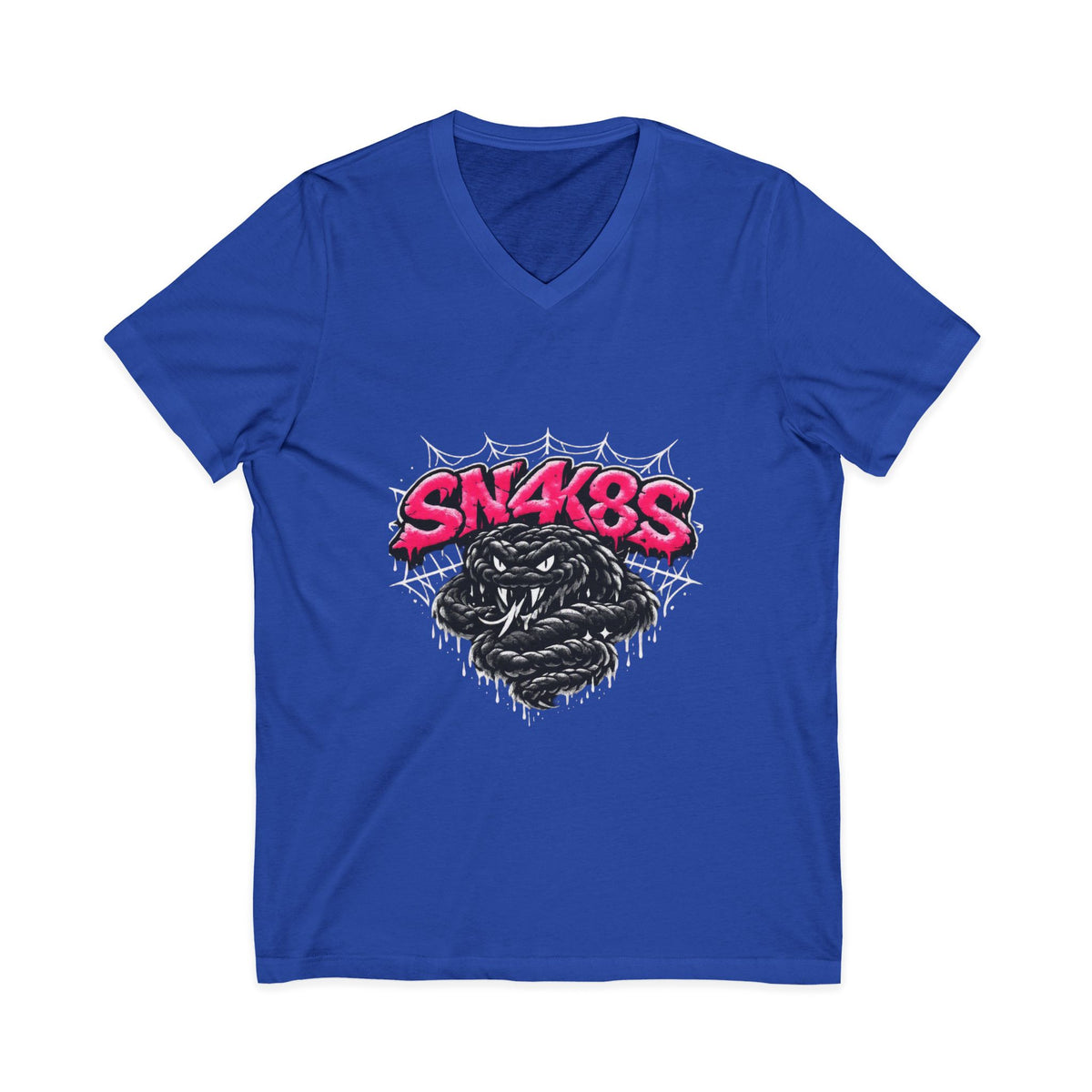 SN4K8S Snake Graphic V-Neck Tee — Bold Streetwear Shirt with Pink Logo