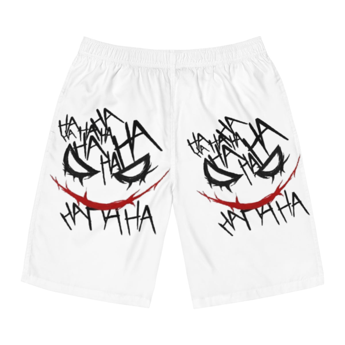 Men's Board Shorts — Distressed Joker Smile & Pink Graffiti Teddy All-Over Print