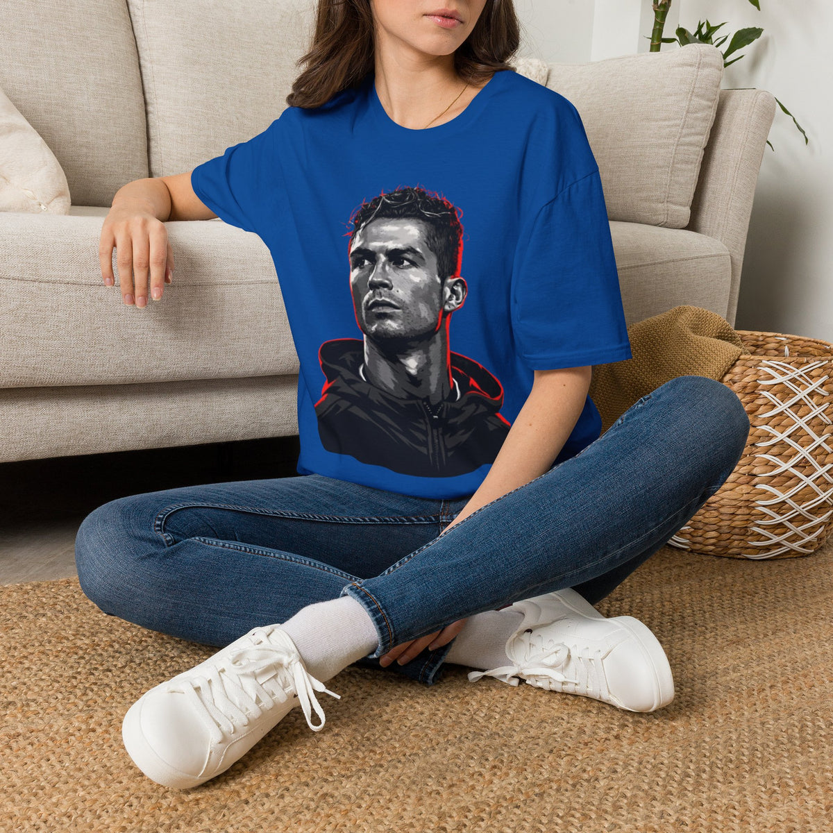 Graphic Portrait T-Shirt — Bold Monochrome Ronaldo Face Print