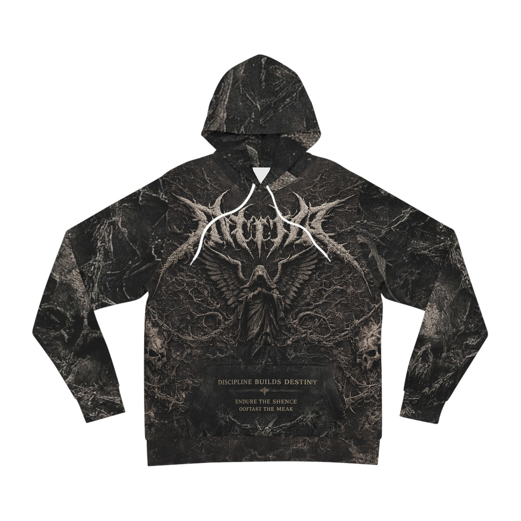 Gothic Marble Angel Hoodie – "Discipline Builds Destiny" All-Over Print