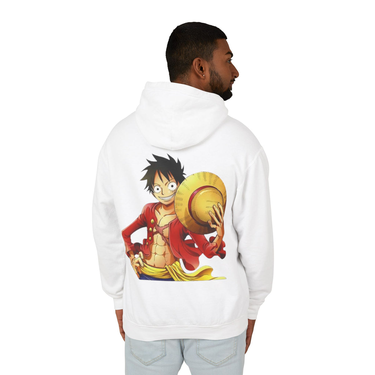 Anime Straw Hat Pirate Hoodie — Luffy Portrait Graphic Sweatshirt