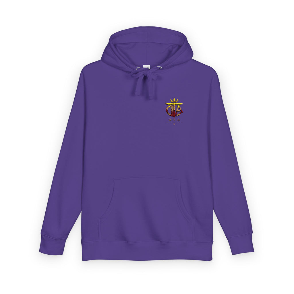 Star Crown Crest Hoodie — Small Chest Graphic, Regal Floral Emblem