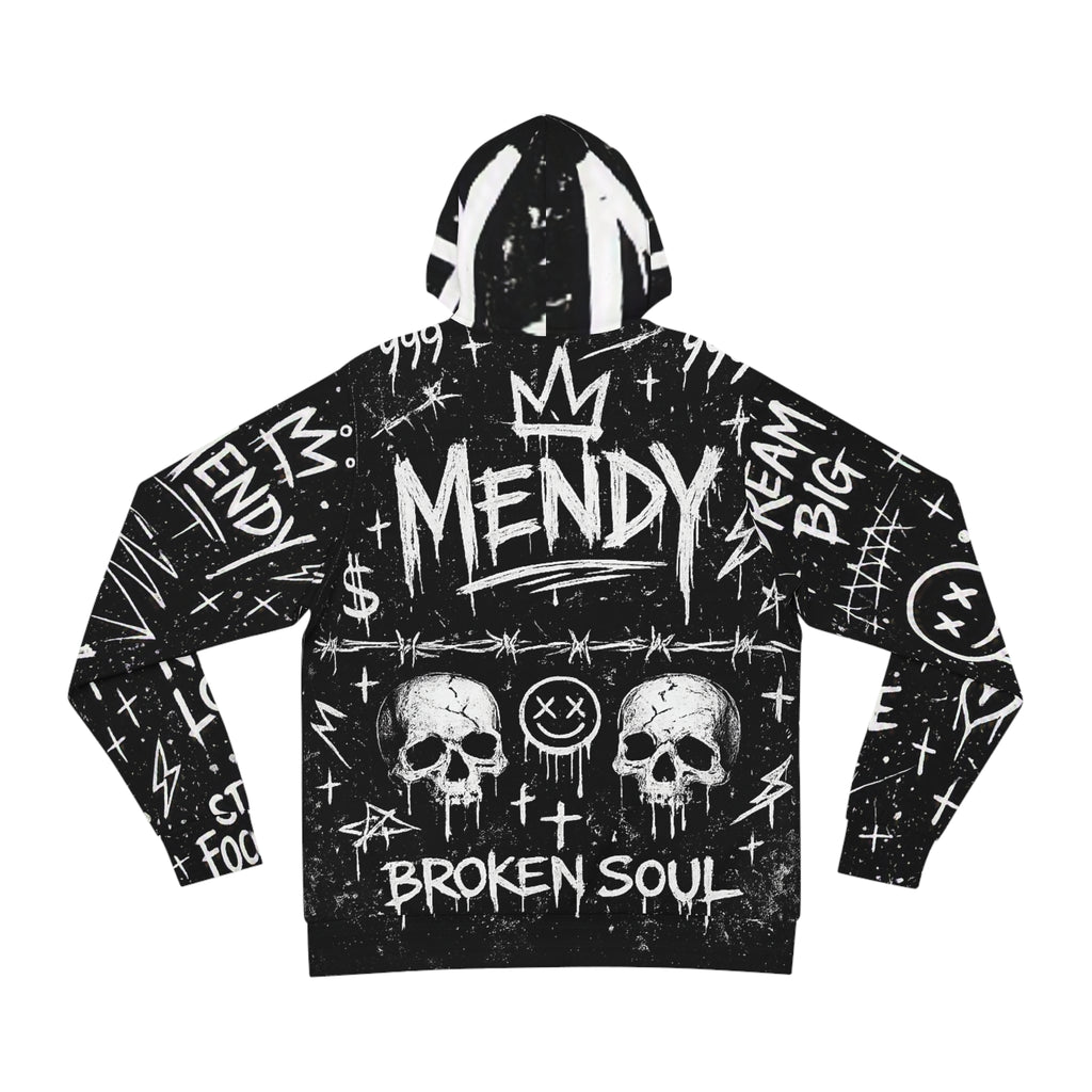 Mendy Graffiti Hoodie — 'Broken Soul' Black Streetwear