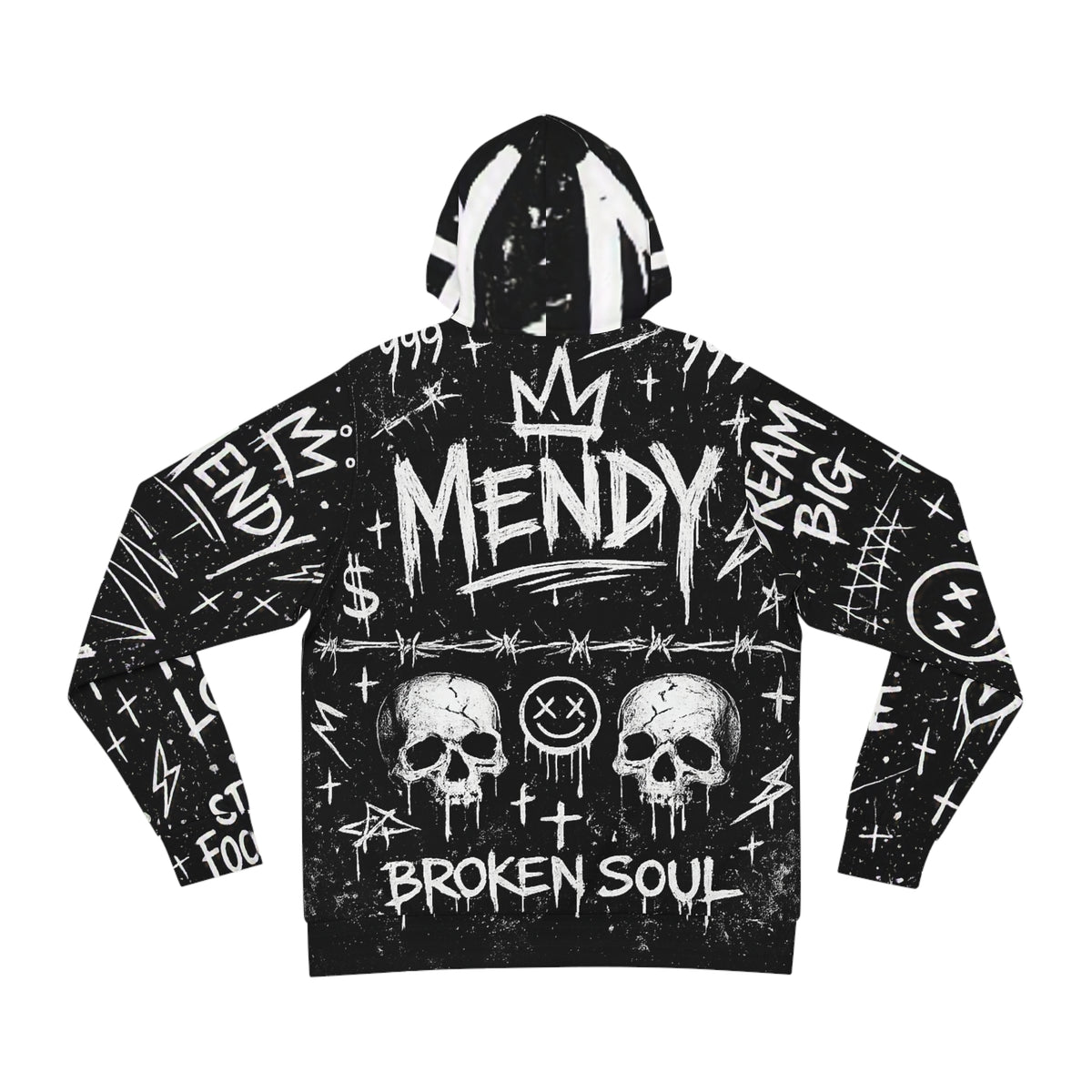Mendy Graffiti Hoodie — 'Broken Soul' Black Streetwear
