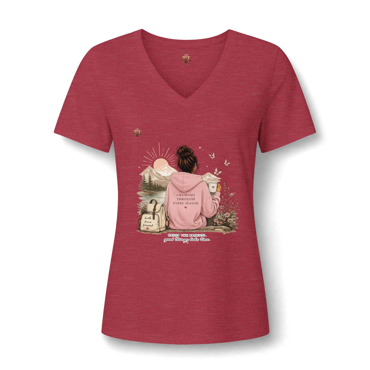 Relaxed V-Neck Tee — 'Leave the Map, Find Yourself' Cozy Adventure Shirt