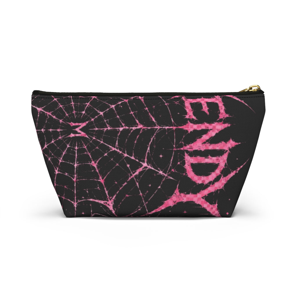 Spider Web Accessory Pouch — Pink Gothic 'End' T‑Bottom Makeup Bag
