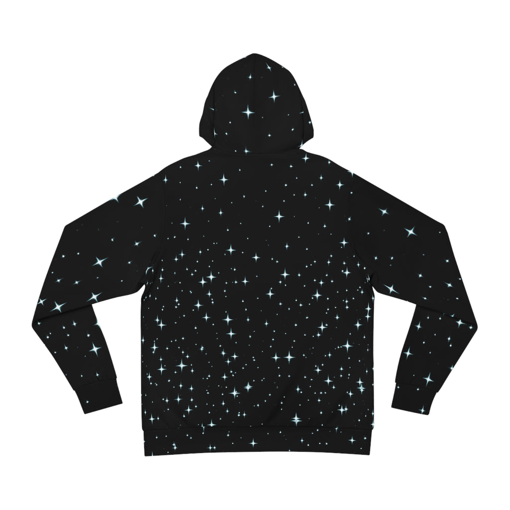 Starry 'BACK!' Graphic Hoodie — Neon Bubble Letter Space Sweatshirt
