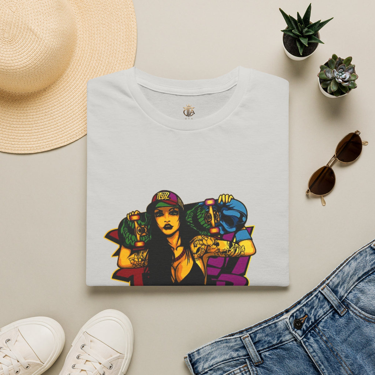 Graphic Tee — Retro Urban Girl Skateboard Street Art Design