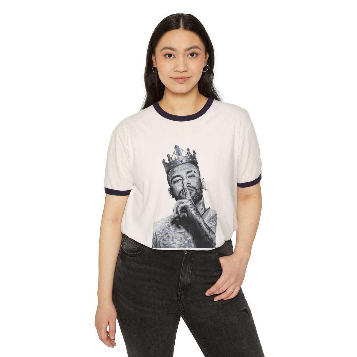 NEYMAR Ringer Tee — Crowned Portrait Graphic T-Shirt