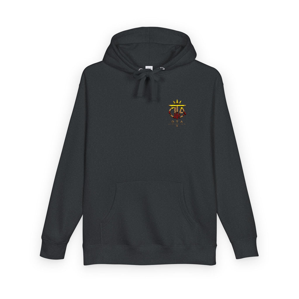 Star Crown Crest Hoodie — Small Chest Graphic, Regal Floral Emblem
