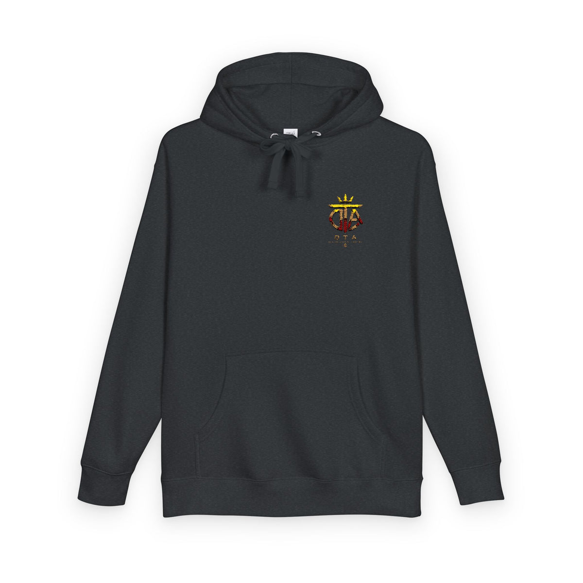 Star Crown Crest Hoodie — Small Chest Graphic, Regal Floral Emblem