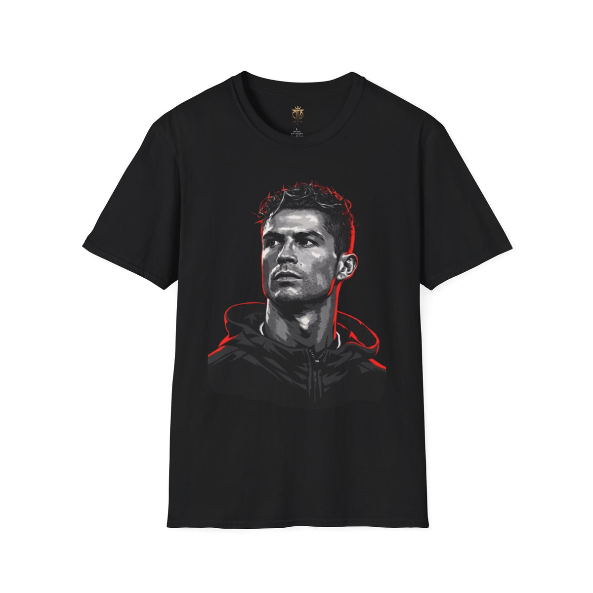 Graphic Portrait T-Shirt — Bold Monochrome Ronaldo Face Print