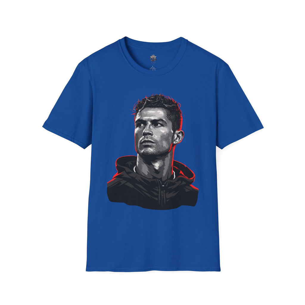 Graphic Portrait T-Shirt — Bold Monochrome Ronaldo Face Print