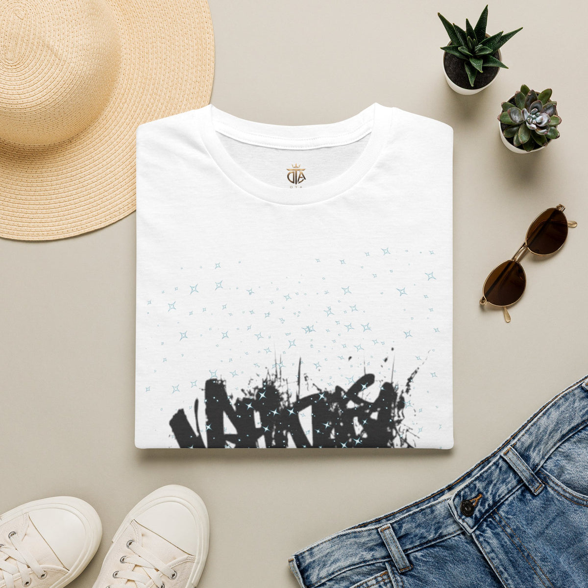 Abstract Urban Graffiti T-Shirt — Edgy Black Splatter Streetwear Tee