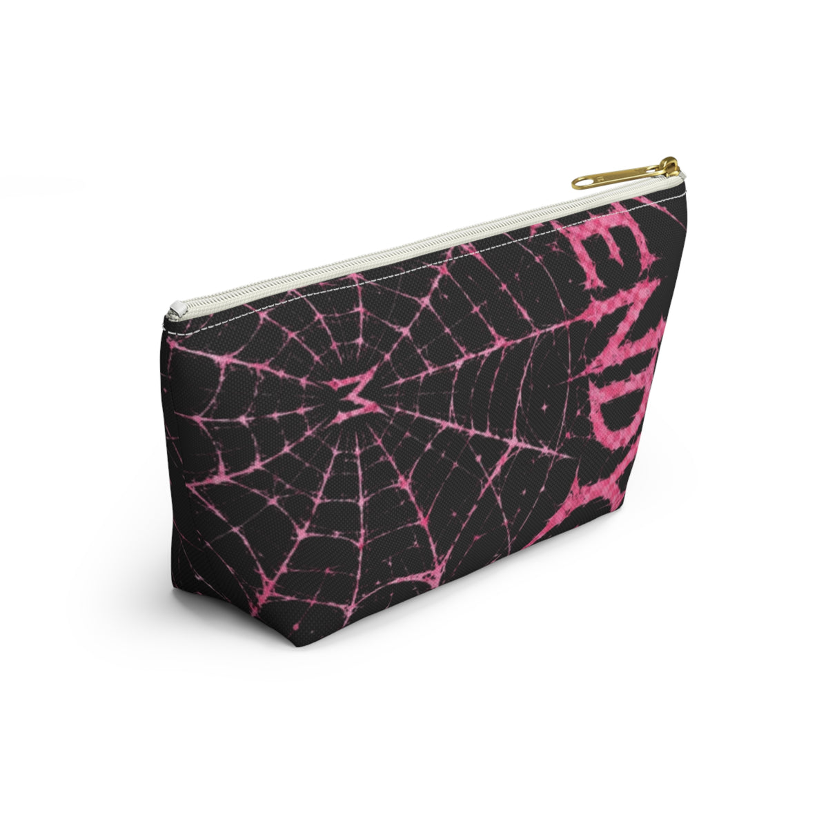 Spider Web Accessory Pouch — Pink Gothic 'End' T‑Bottom Makeup Bag