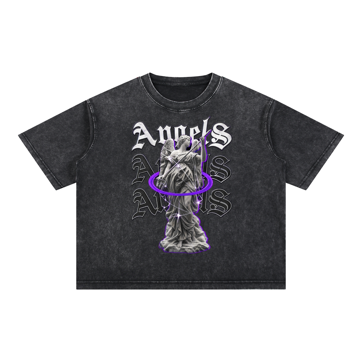 ANGEL Mineral Wash Boxy Cotton T-Shirt