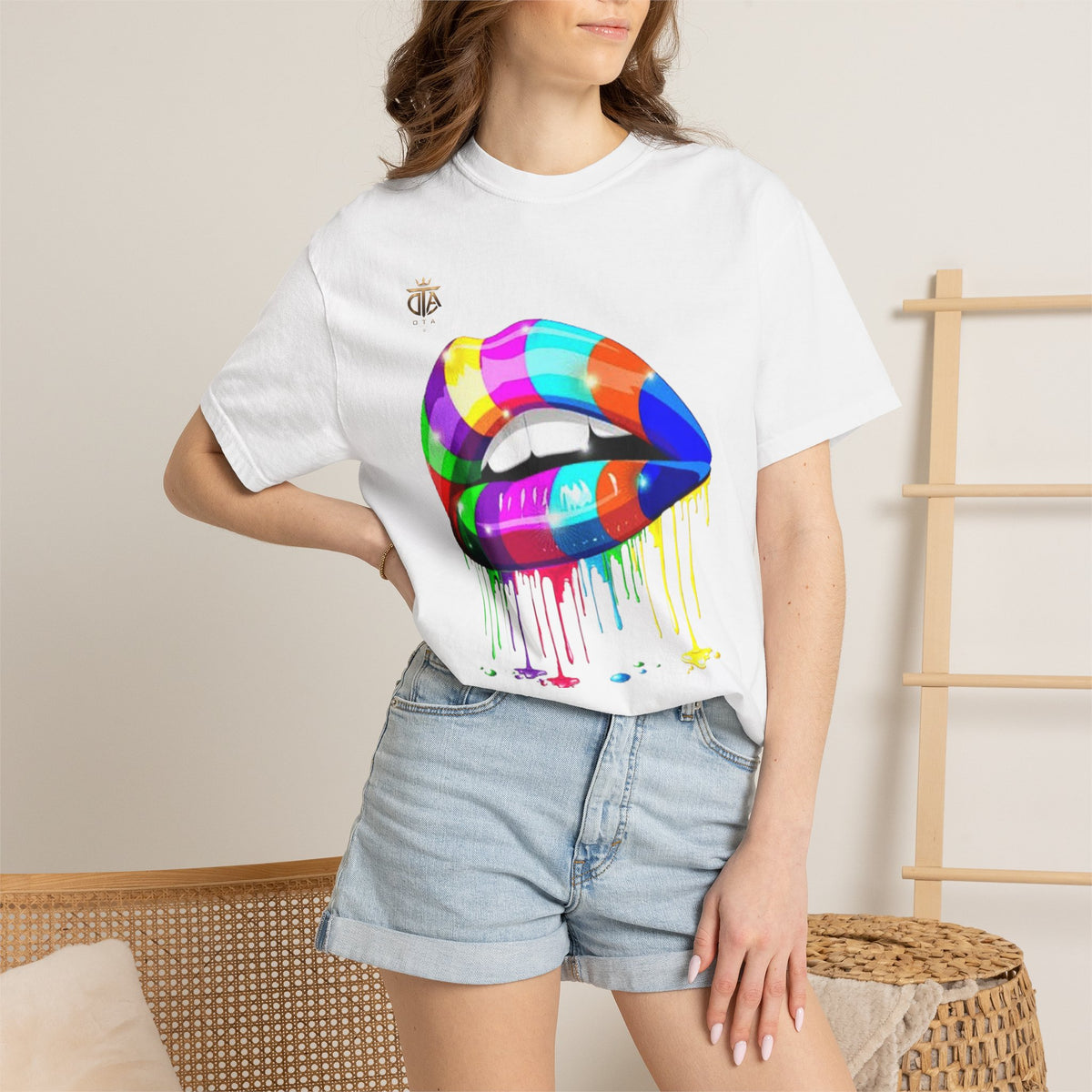 Paint Drip Rainbow Lips T-Shirt