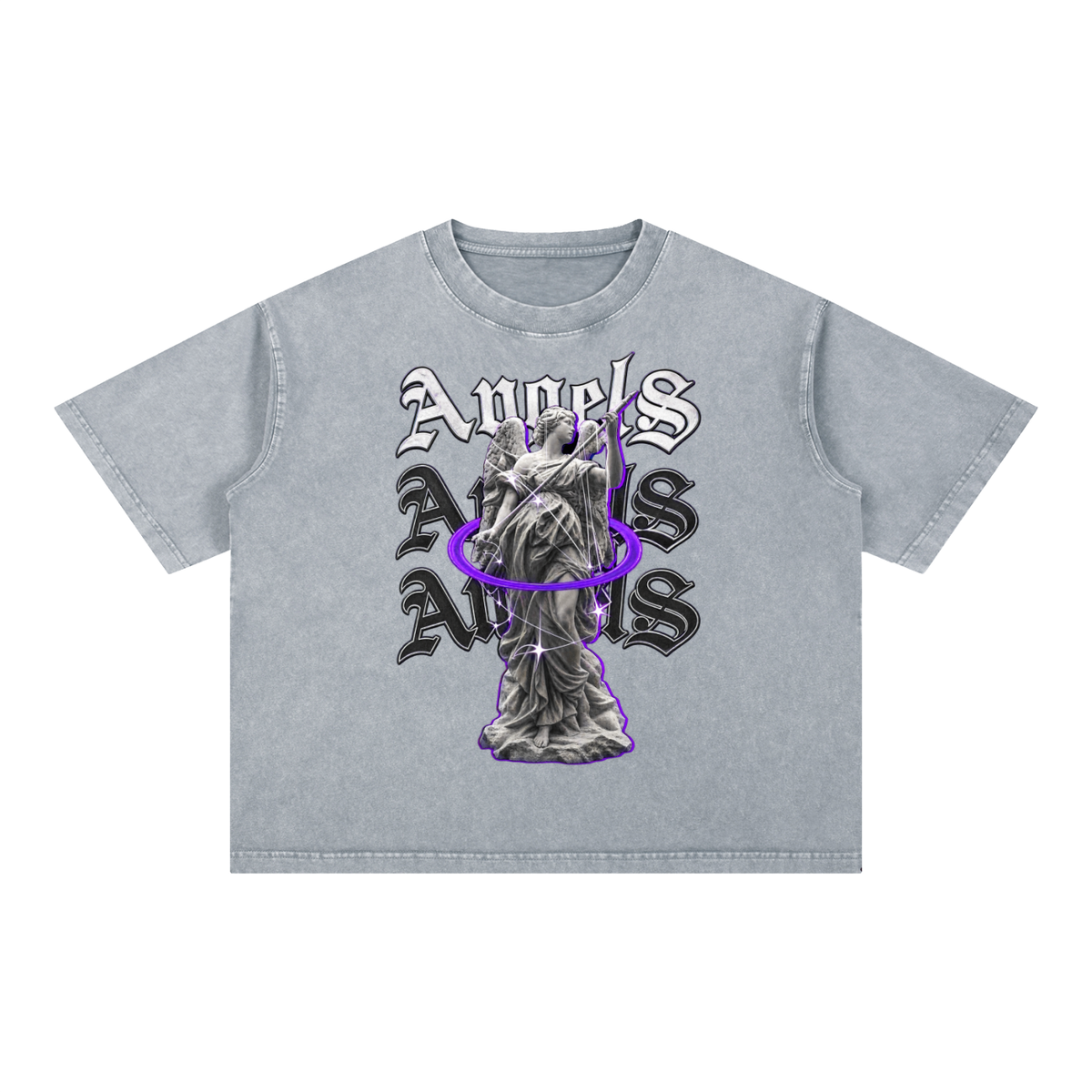 ANGEL Mineral Wash Boxy Cotton T-Shirt