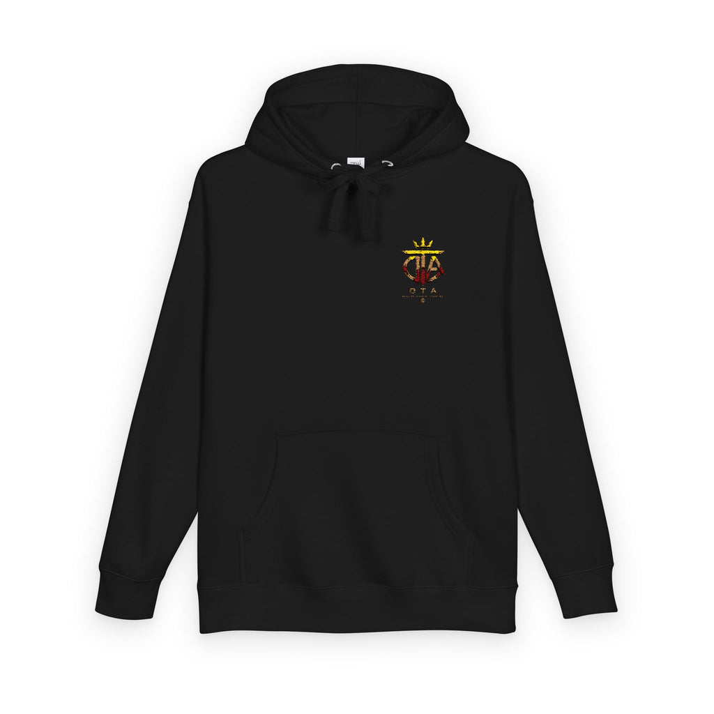 Star Crown Crest Hoodie — Small Chest Graphic, Regal Floral Emblem