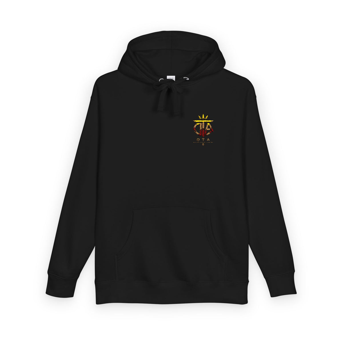 Star Crown Crest Hoodie — Small Chest Graphic, Regal Floral Emblem