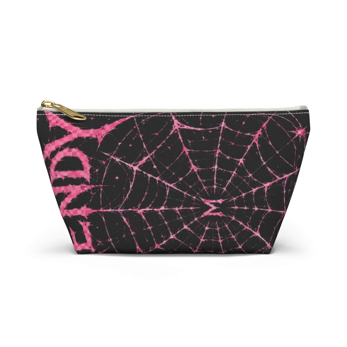 Spider Web Accessory Pouch — Pink Gothic 'End' T‑Bottom Makeup Bag