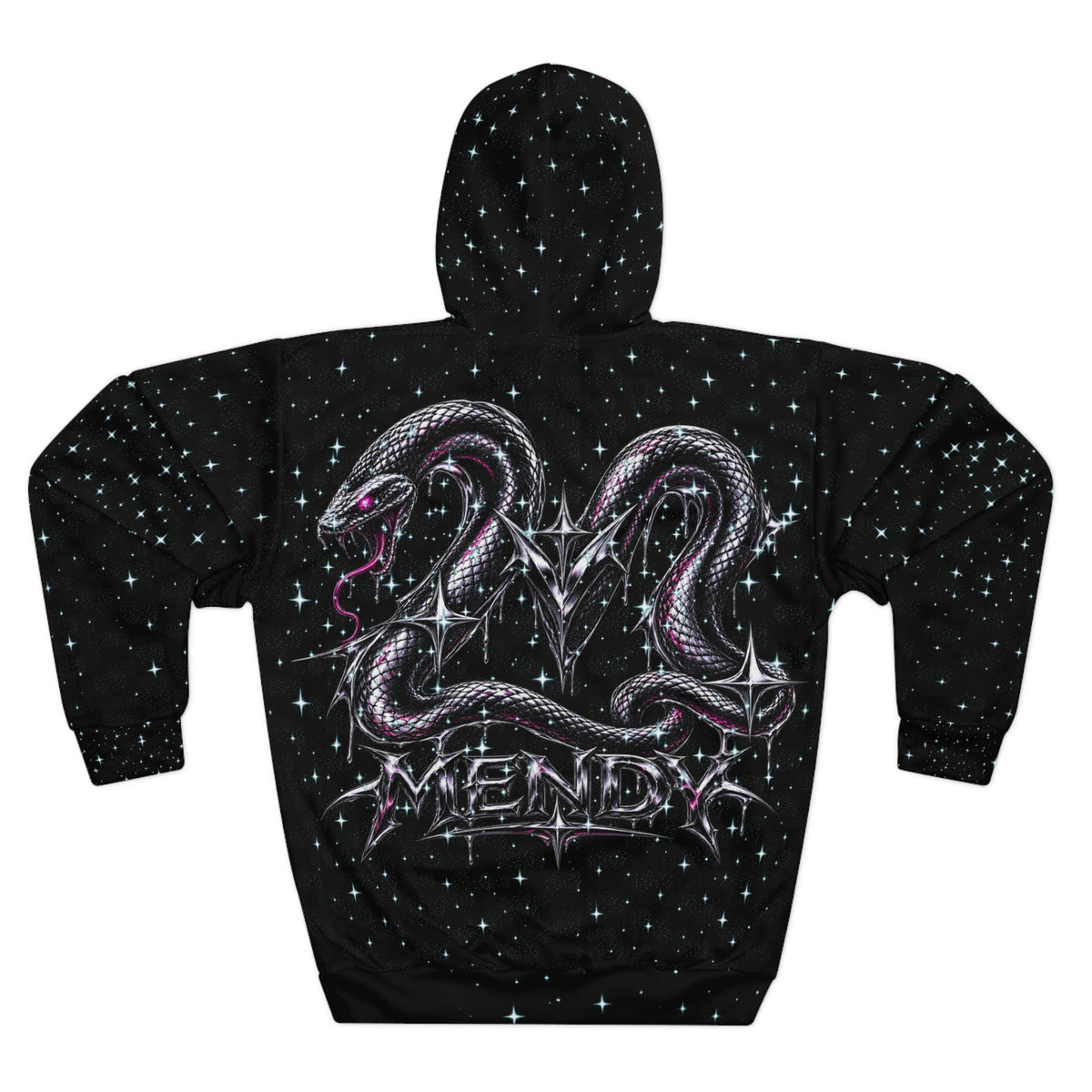 Zodiac Serpent Hoodie — "BACK!" Sparkle Snake Graphic Pullover (Mendy)