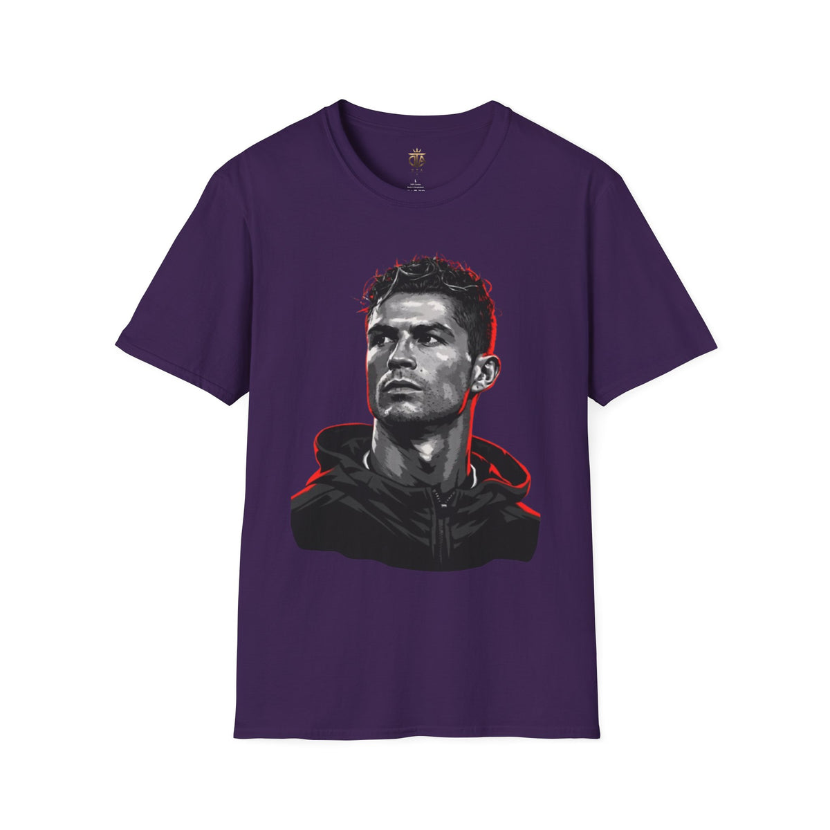 Graphic Portrait T-Shirt — Bold Monochrome Ronaldo Face Print