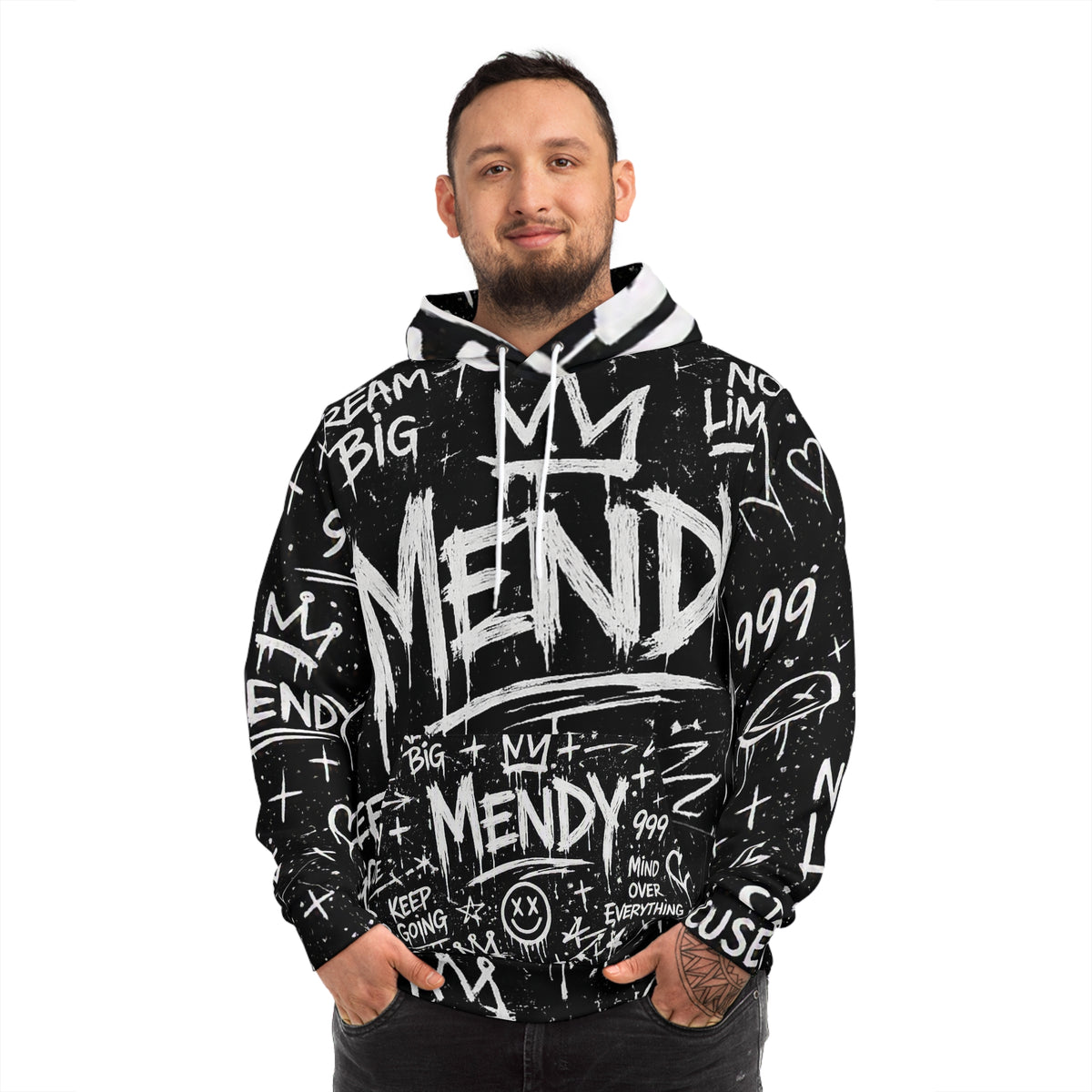 Mendy Graffiti Hoodie — 'Broken Soul' Black Streetwear