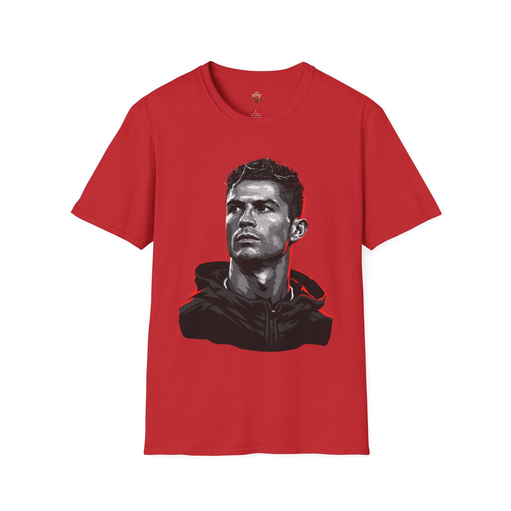 Graphic Portrait T-Shirt — Bold Monochrome Ronaldo Face Print