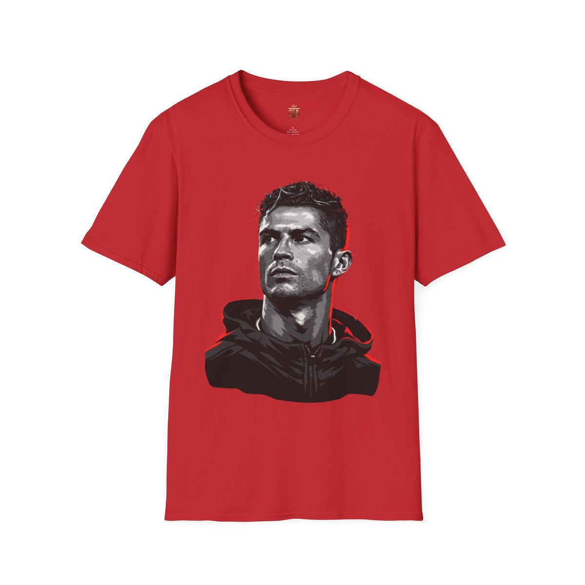Graphic Portrait T-Shirt — Bold Monochrome Ronaldo Face Print