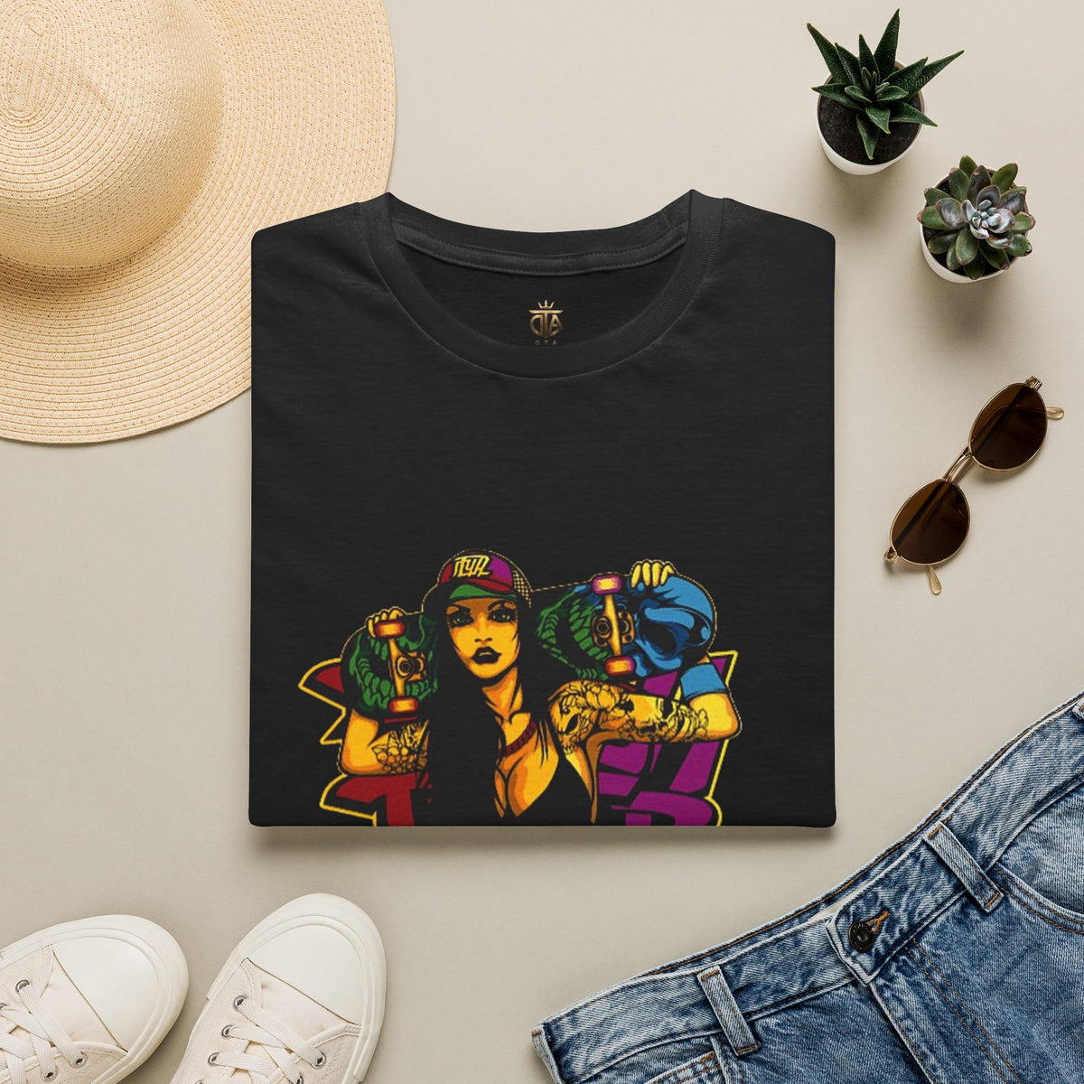 Graphic Tee — Retro Urban Girl Skateboard Street Art Design