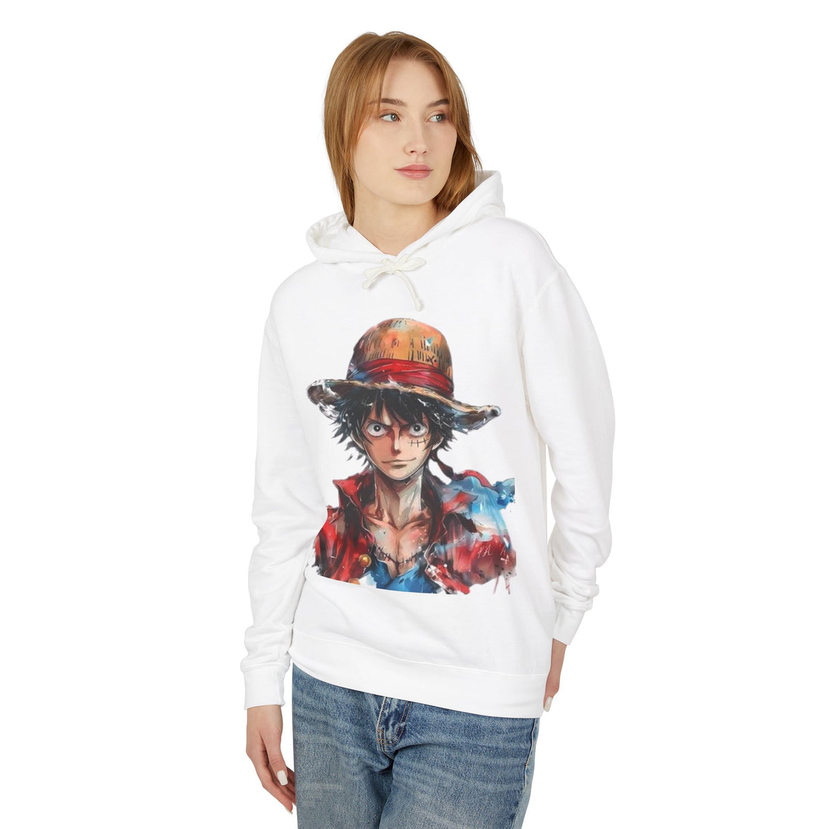 Anime Straw Hat Pirate Hoodie — Luffy Portrait Graphic Sweatshirt
