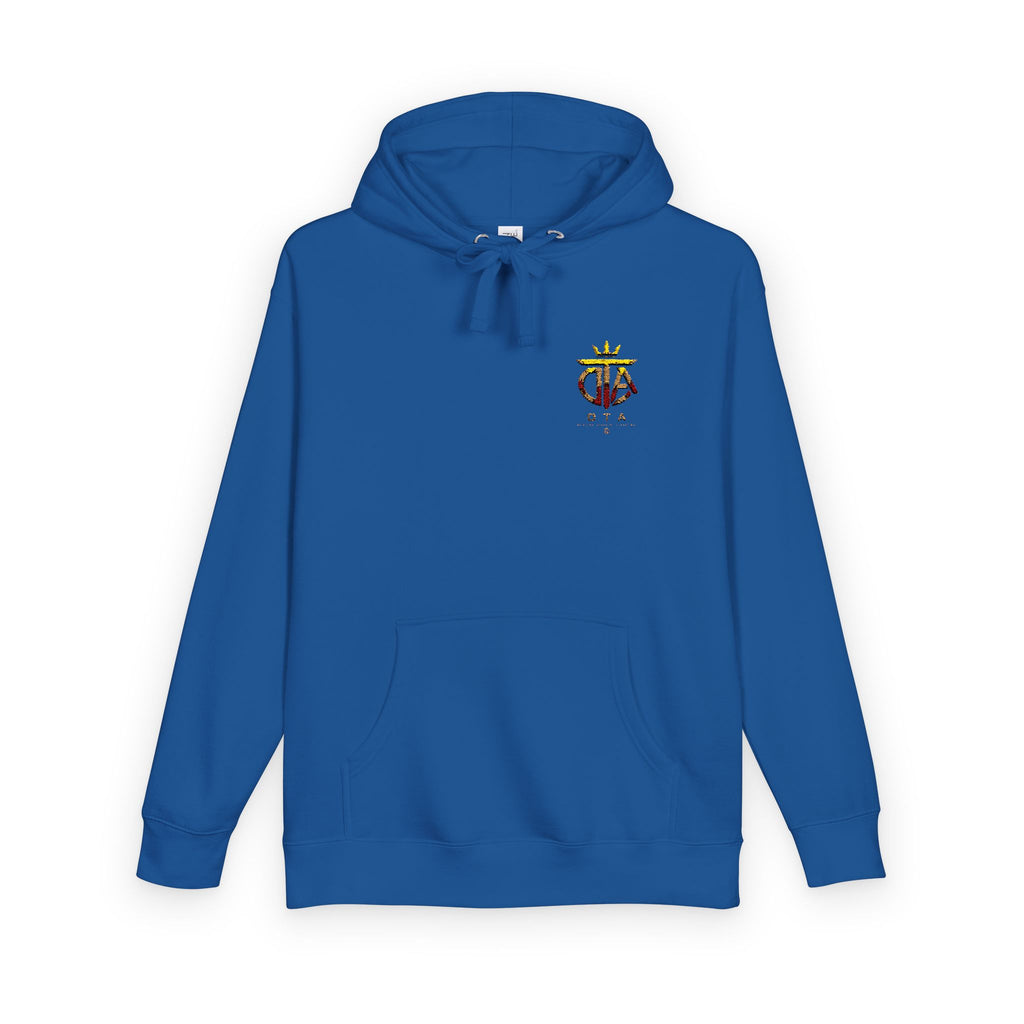 Star Crown Crest Hoodie — Small Chest Graphic, Regal Floral Emblem