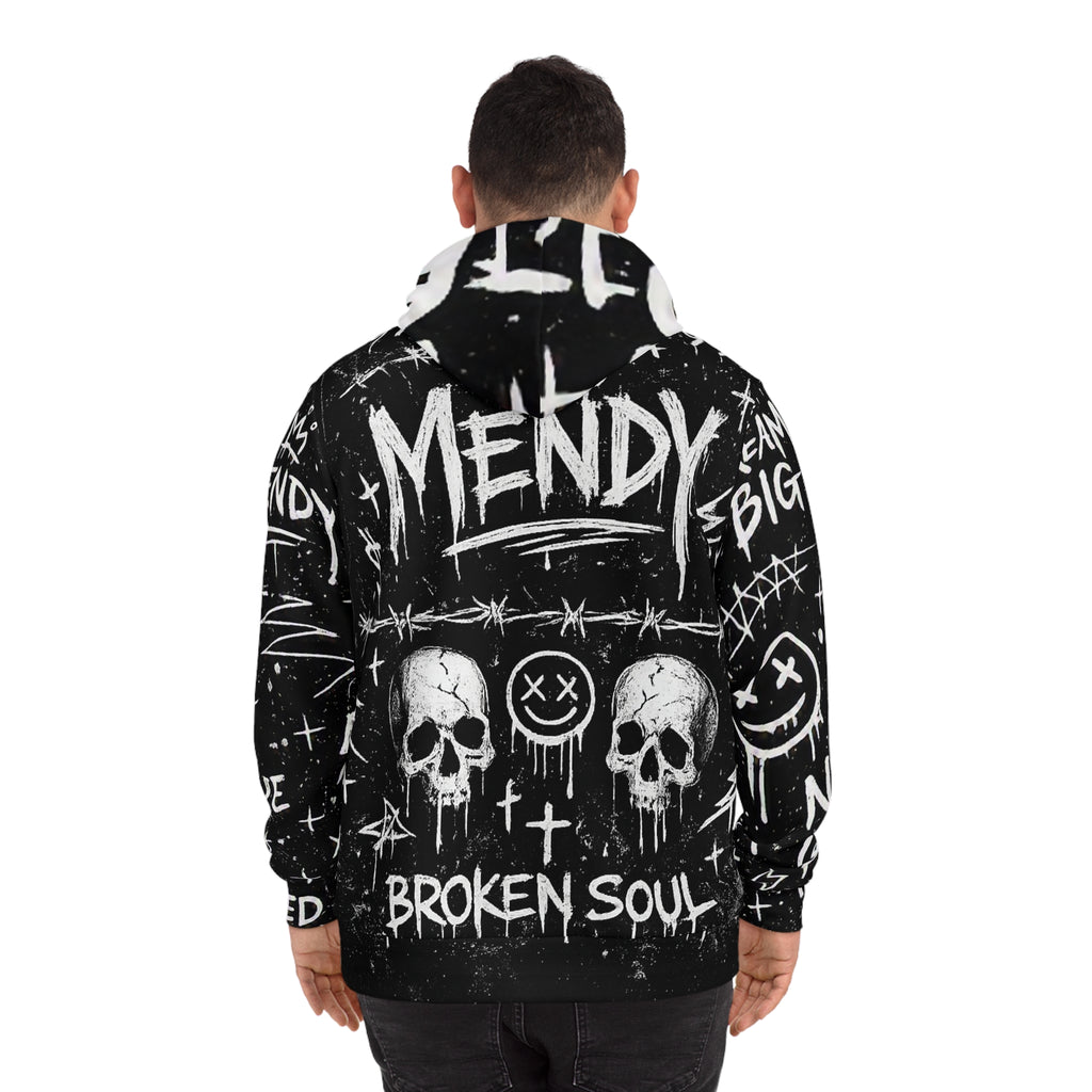 Mendy Graffiti Hoodie — 'Broken Soul' Black Streetwear