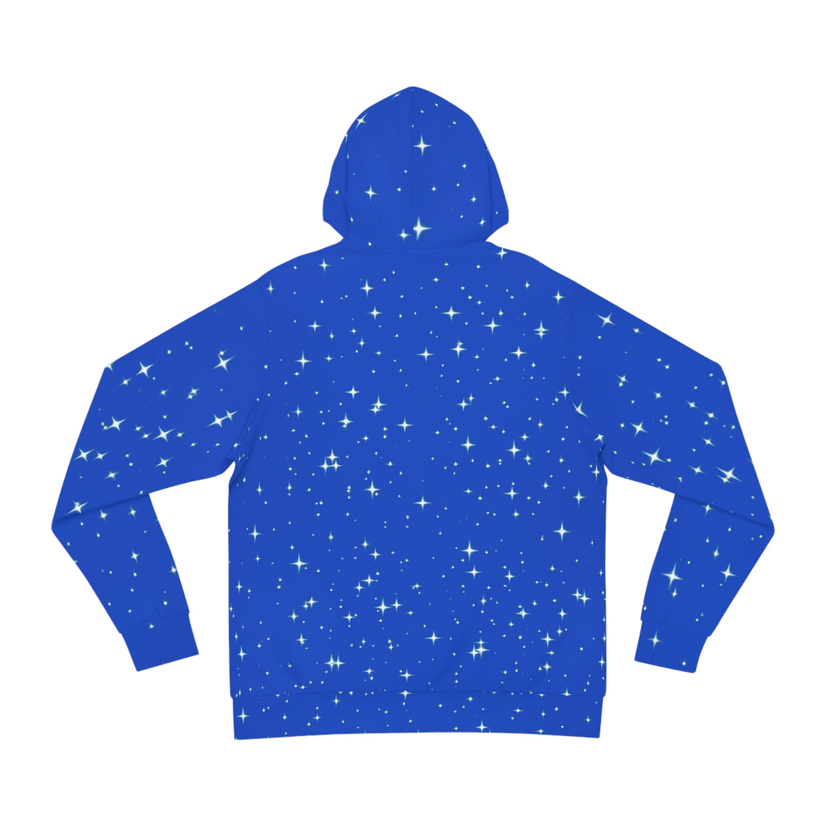 Starry Blue "BACK!" Hoodie — Bold Bubble Letter Graphic Pullover