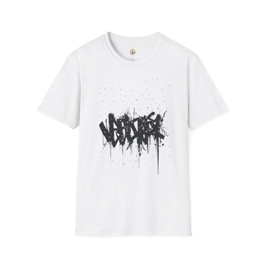 Abstract Urban Graffiti T-Shirt — Edgy Black Splatter Streetwear Tee