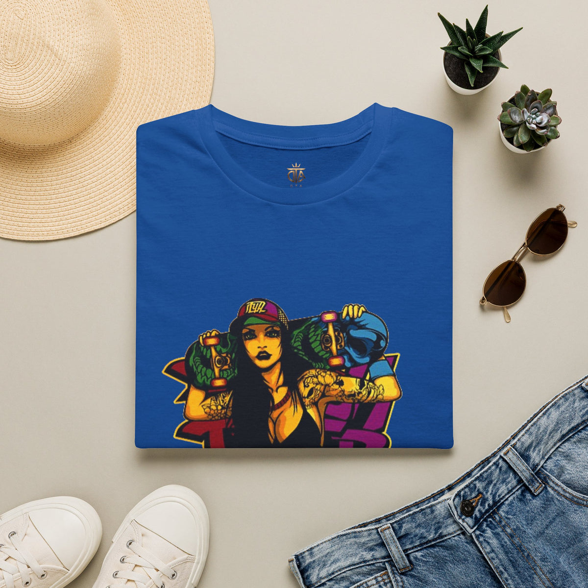 Graphic Tee — Retro Urban Girl Skateboard Street Art Design
