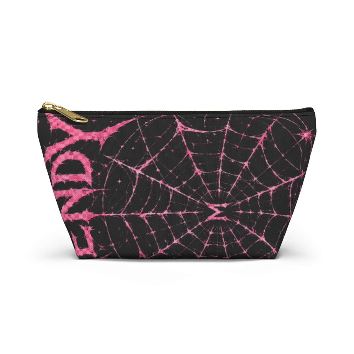 Spider Web Accessory Pouch — Pink Gothic 'End' T‑Bottom Makeup Bag