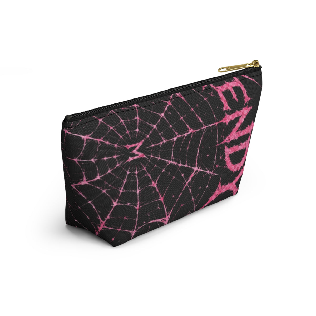 Spider Web Accessory Pouch — Pink Gothic 'End' T‑Bottom Makeup Bag