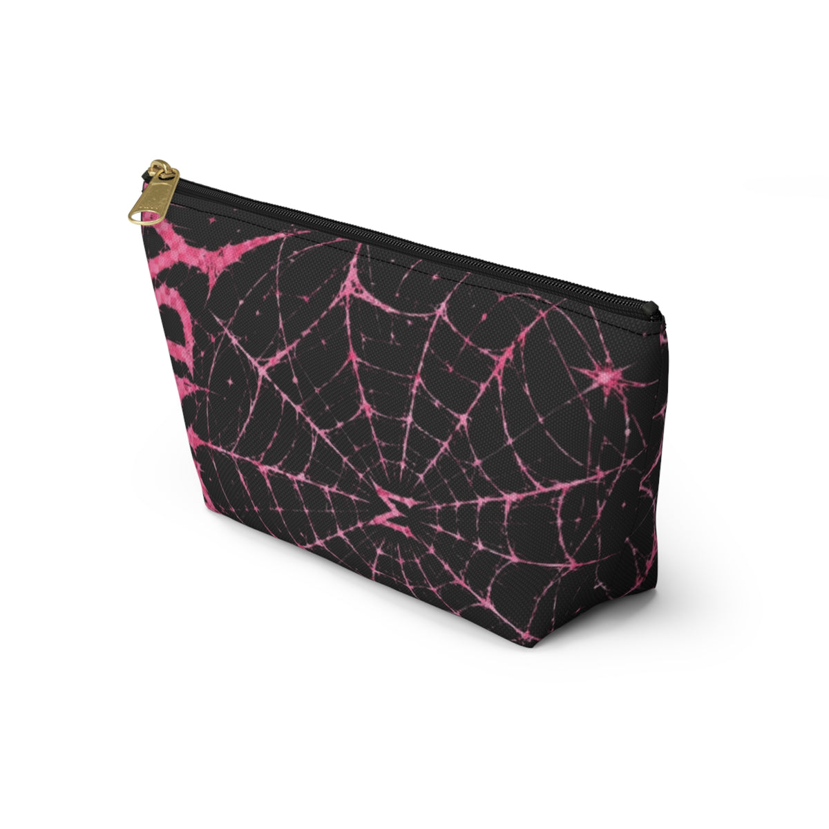 Spider Web Accessory Pouch — Pink Gothic 'End' T‑Bottom Makeup Bag