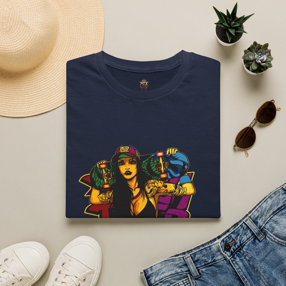 Graphic Tee — Retro Urban Girl Skateboard Street Art Design