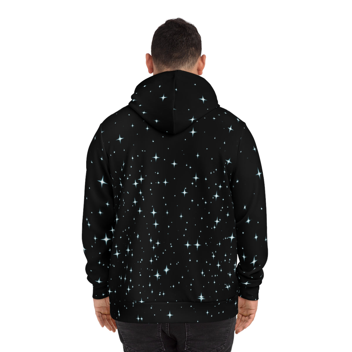 Starry 'BACK!' Graphic Hoodie — Neon Bubble Letter Space Sweatshirt
