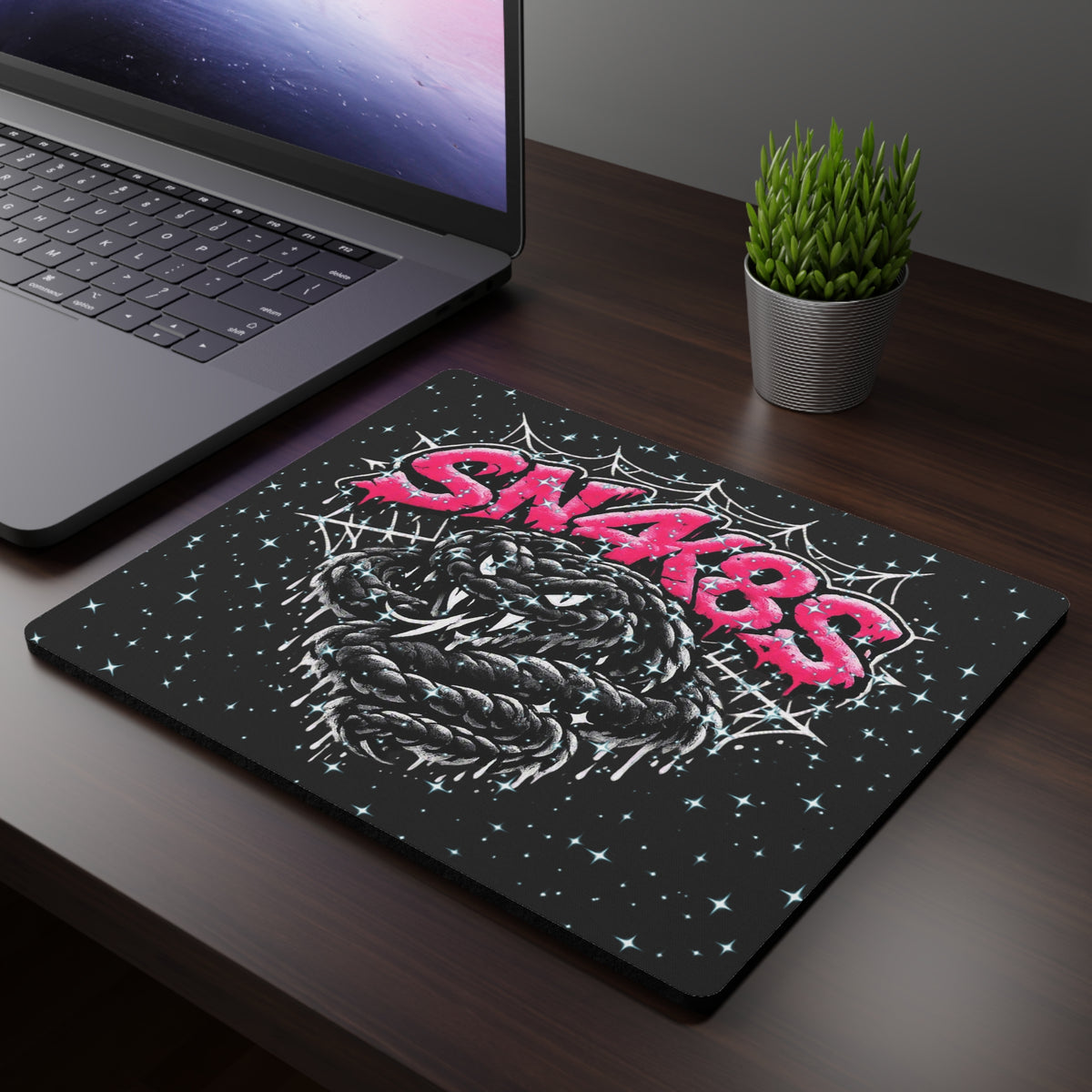 Snake Graphic Mouse Pad — ‘SN4K8S’ Retro Punk Gaming Desk Mat