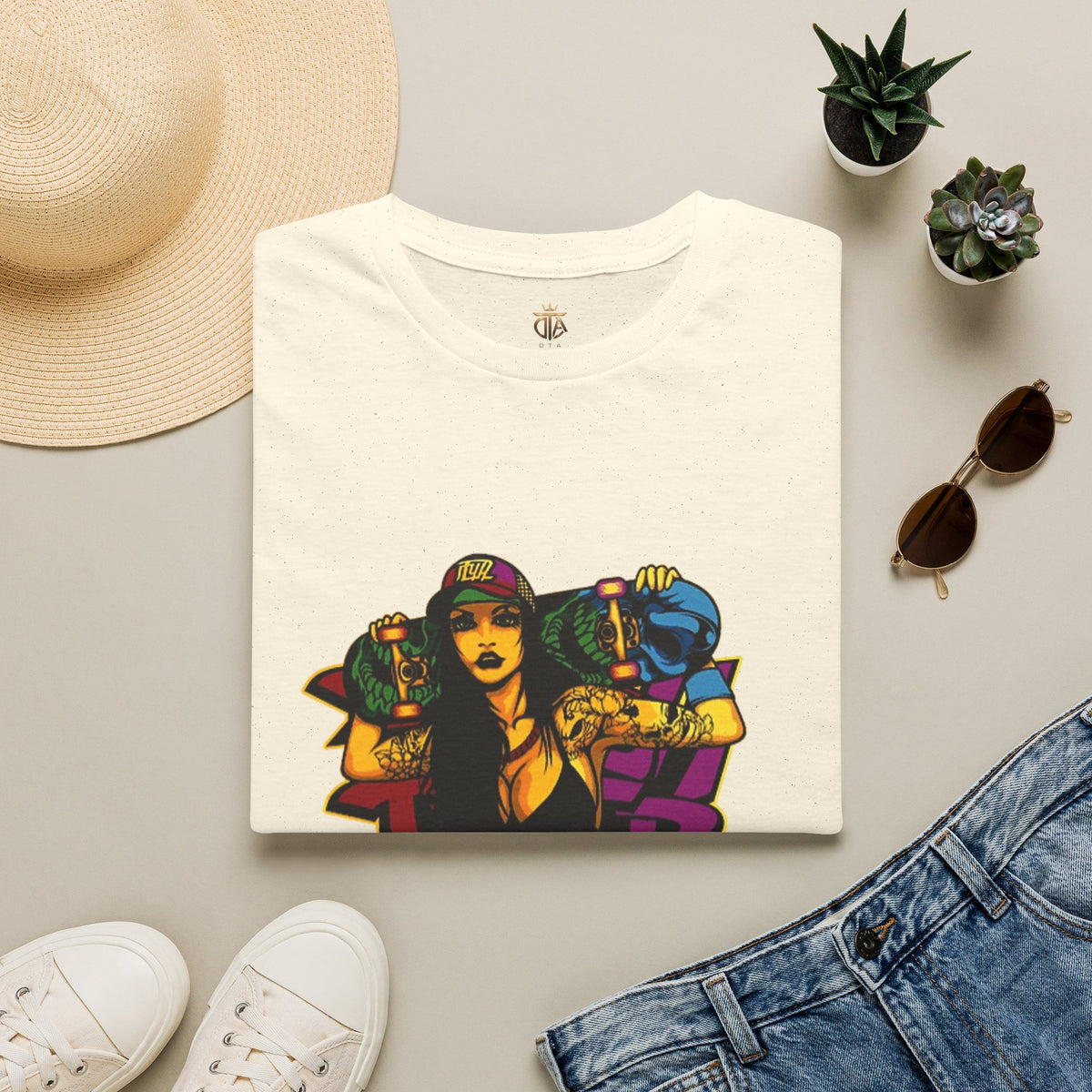 Graphic Tee — Retro Urban Girl Skateboard Street Art Design